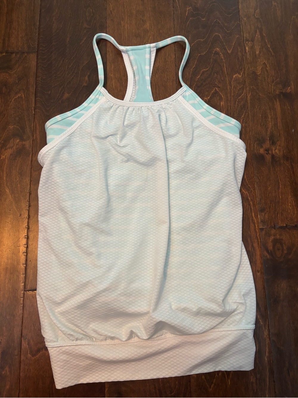 Ivivva White & Light Blue Racerback Tank Top - Girls Athletic Layer Sz 12